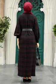  Claret Red Modest Dress 1781BR - 3