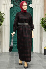  Claret Red Modest Dress 1781BR - 2