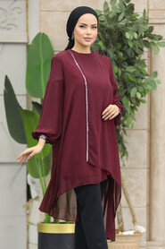 Neva Style - Claret Red Modest Tunic 24030BR - 1