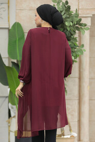 Neva Style - Claret Red Modest Tunic 24030BR - 4
