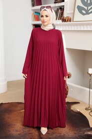  Claret Red Muslim Long Dress Style 76840BR - 1