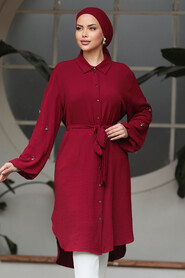  Claret Red Plus Size Tunic 21095BR - 1