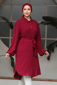  Claret Red Plus Size Tunic 21095BR - 2