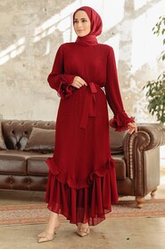  Claret Red Women Dress 3856BR - 1