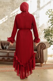 Claret Red Women Dress 3856BR - 3
