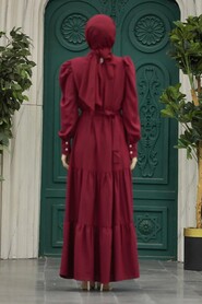  Claret Red Women Dress 5883BR - 3