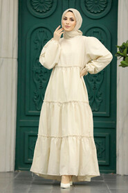  Crem Hijab Turkish Dress 57342KR - 1