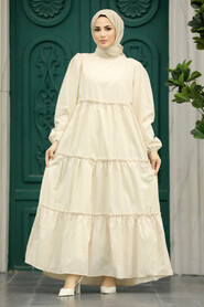  Crem Hijab Turkish Dress 57342KR - 2