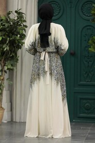  Crem Muslim Long Dress Style 39821KR - 3