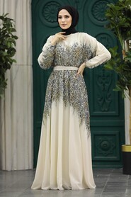  Crem Muslim Long Dress Style 39821KR - 2