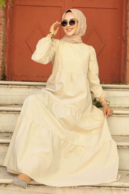 Cream Women Dress 57345KR - NEVA STYLE