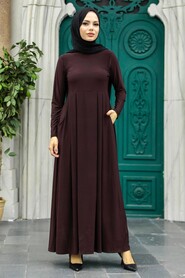  Dark Brown Hijab Dress 18130KKH - 3