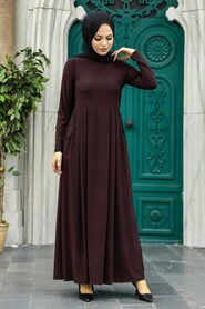  Dark Brown Hijab Dress 18130KKH - 1