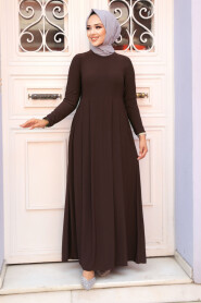Dark Brown Hijab Dress 18130KKH - NEVA STYLE