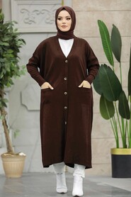  Dark Brown Hijab Knitwear Cardigan 33650KKH - NEVA STYLE