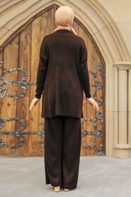 Dark Brown Hijab Knitwear Double Suit 3398KKH - 3