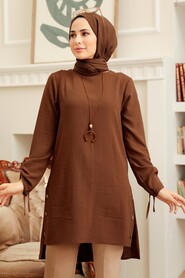  Dark Brown Hijab Turkish Tunic 4044KKH - NEVA STYLE