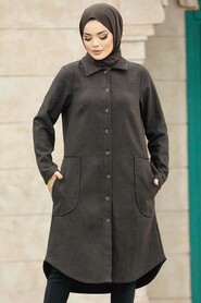 Neva Style - Dark Brown Hijab Turkish Tunic 5951KKH - Thumbnail