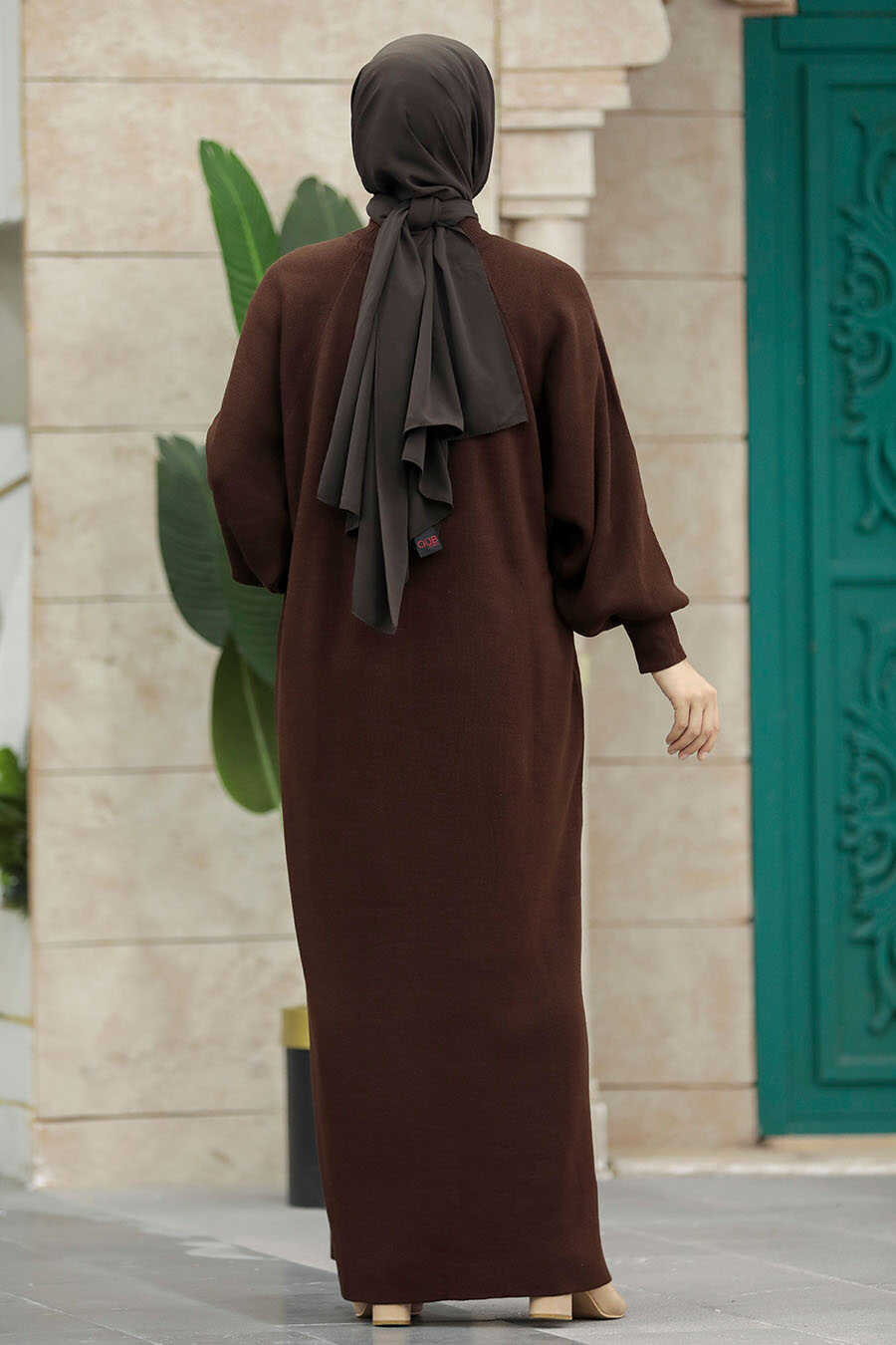 Neva Style - Dark Brown Long Knitwear Dress 34293KKH