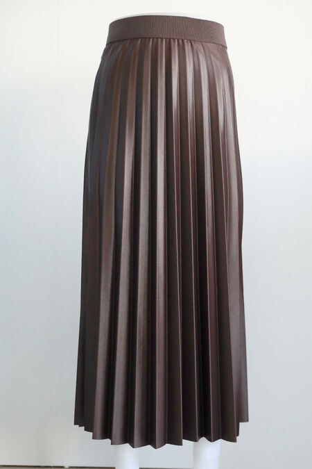  Dark Brown Pleated Maxi Skirt 4892KKH - NEVA STYLE