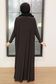  Dark Brown Turkish Muslim Dress 5453KKH - 3