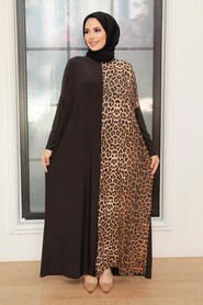  Dark Brown Turkish Muslim Dress 5453KKH - 1