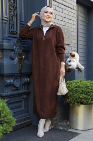  Dark Brown Women Knitwear Dress 34310KKH - 3