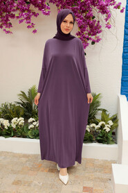  Dark Dusty Rose Hijab Turkish Abaya 17801KGK - NEVA STYLE
