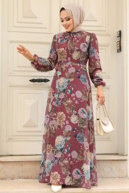  Dark Dusty Rose Long Sleeve Dress 279083KGK - 1