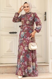  Dark Dusty Rose Long Sleeve Dress 279083KGK - 2