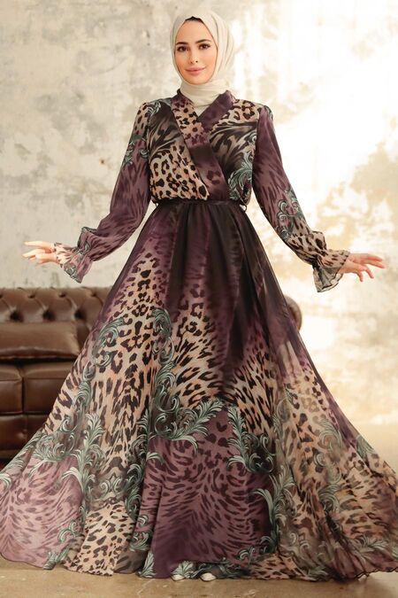  Dark Dusty Rose Muslim Dress 38961KGK - NEVA STYLE