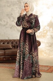  Dark Dusty Rose Muslim Dress 38961KGK - 2