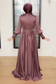  Dark Dusty Rose Turkish Hijab Evening Gown 21960KGK - 4