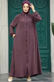  Dark Dusty Rose Women Turkish Abaya 11065KGK - 1