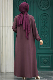 Dark Dusty Rose Women Turkish Abaya 11065KGK - 3