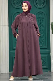  Dark Dusty Rose Women Turkish Abaya 11065KGK - 2