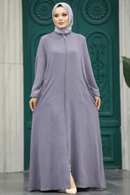  Dark Grey Muslim Turkish Abaya 11070KGR - 2