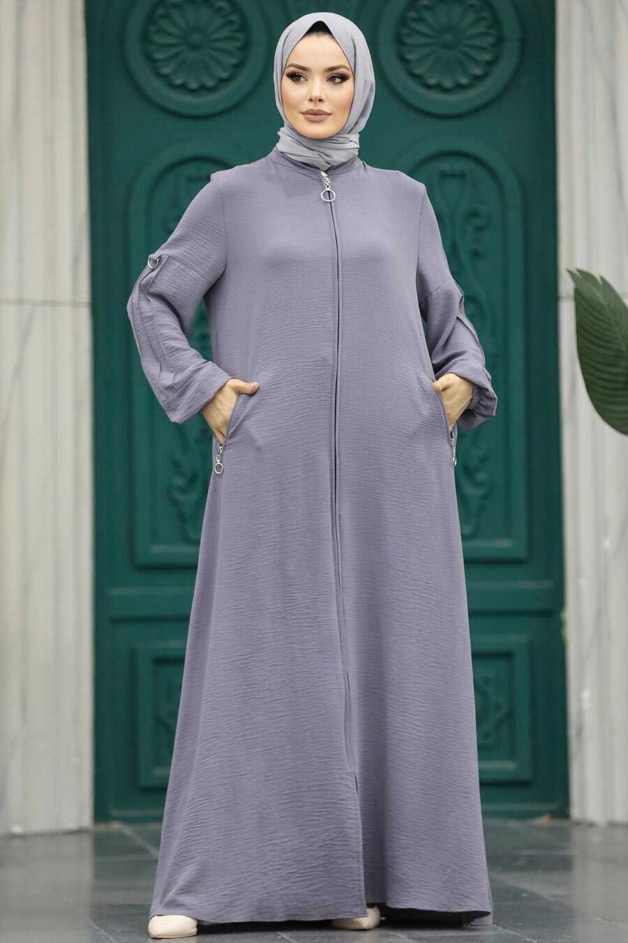 Neva Style - Dark Grey Muslim Turkish Abaya 11070KGR