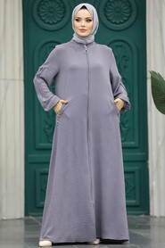 Neva Style - Dark Grey Muslim Turkish Abaya 11070KGR - Thumbnail