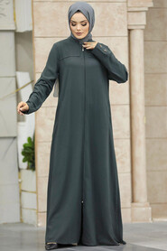  Dark Khaki Long Turkish Abaya 961KHK - 2