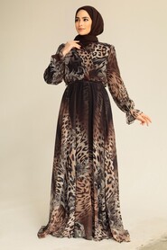  Dark Khaki Muslim Dress 38961KHK - 1