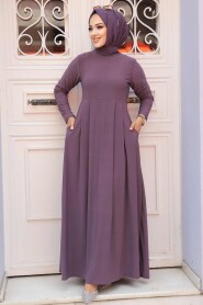 Dark Lila Hijab Dress 18130KLILA - 1