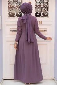 Dark Lila Hijab Dress 18130KLILA - 3