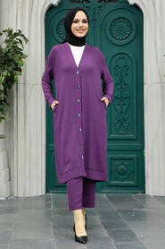  Dark Lila Hijab For Women Triple Suit 5214KLILA - 1