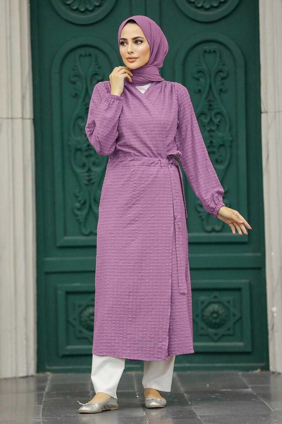 Neva Style - Dark Lila Hijab Kimono 457KLILA