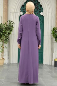  Dark Lila Hijab Turkish Dress 34231KLILA - 4
