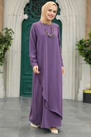  Dark Lila Hijab Turkish Dress 34231KLILA - 2