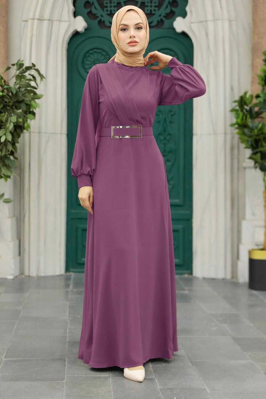 Neva Style - Dark Lila Islamic Clothing Dress 3425KLILA