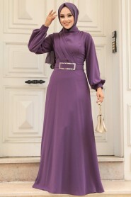  Dark Lila Islamic Clothing Dress 3425KLILA - 2
