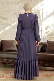  Dark Lila Long Dress for Muslim Ladies 3958KLILA - 3